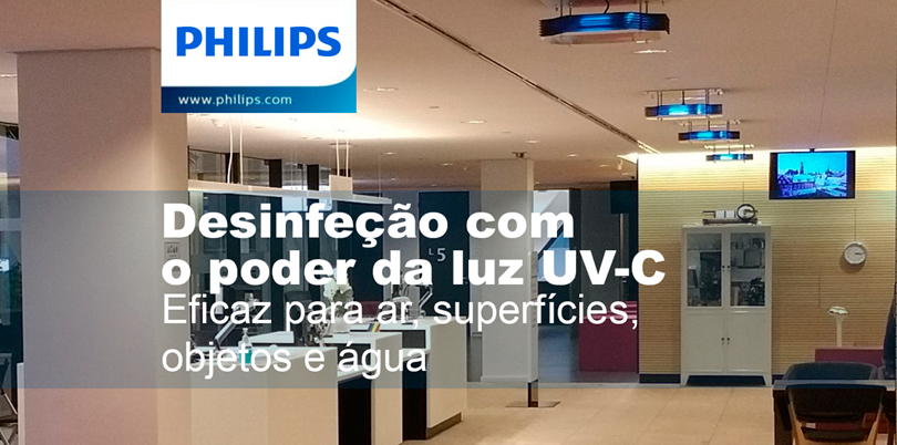 Luminárias de desinfeção por UV-C da Philips