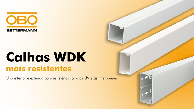 Calhas WDK com resistência a raios UV e às intempéries da Obo Bettermann Calhas WDK com resistência a raios UV e às intempéries da Obo Bettermann